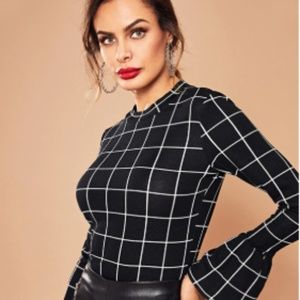 Checkered Bell sleeve top